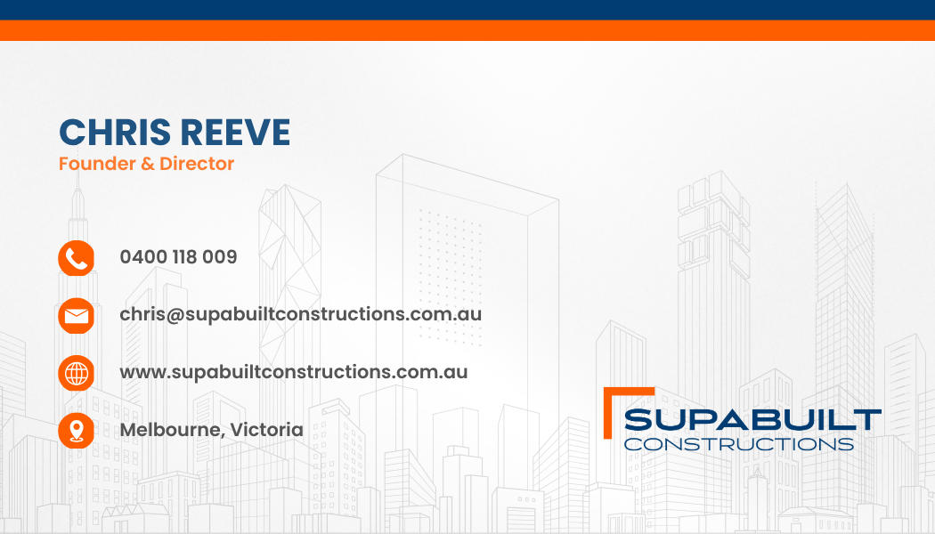 Supabuilt — back of card, contact details